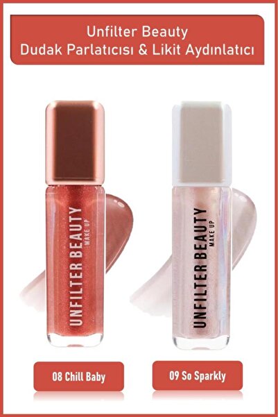 Unfilter Beauty Lipgloss 08 Chill Baby+Likit Aydınlatıcı 09 So Sparkly