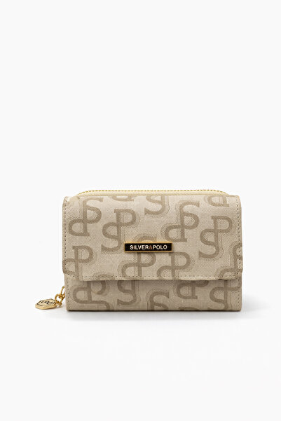 louisiana polo Silver Polo Women's Wallet Patterned Beige-Tan 1100