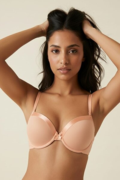 Manken Yavruağzı Satin Detailed Padded Underwire Bra - Everyday Bra with Remo...