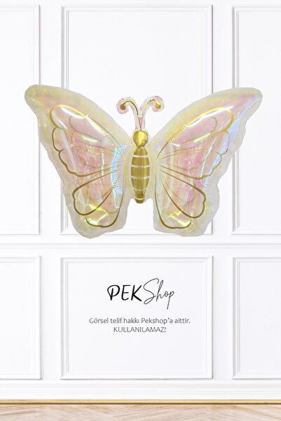 PEKSHOP Hologram Kelebek Folyo Balon