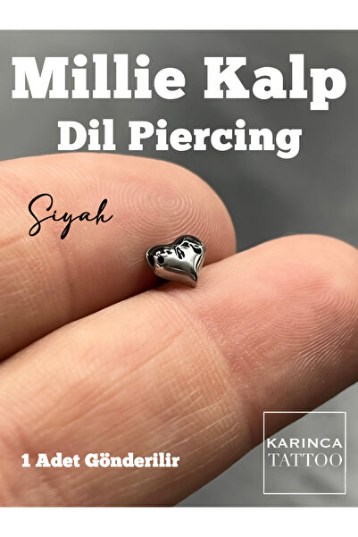 Karınca Piercing Millie Kalp Dil Piercingi Renkli Cerrahi Çelik Tongue Piercing