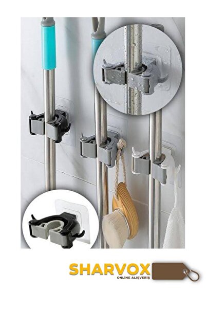 Sharvox 3’lü Set Çok Amaçlı Mob Askısı | Süpürge, Paspas ve Mop Sap Tutucu | ...