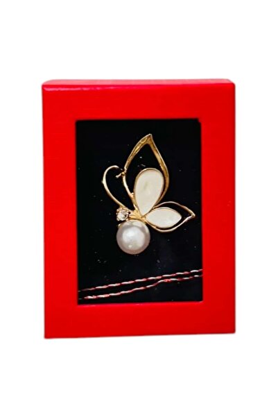 OEM Brosa Martisor Premium Fluture Auriu cu Perla –Cadou Special de 1 Martie