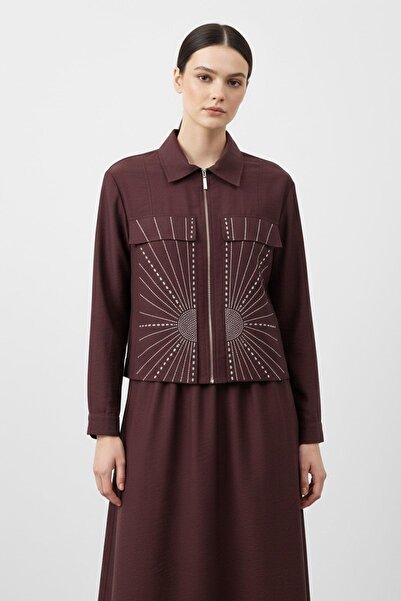 Puane Жіночий комплект з застібкою-блискавкою та каменем на комірі - 14437TKS...