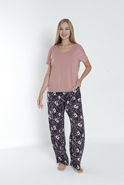 Cotpark Set pijamale de damă din bumbac modal cu model, 14577