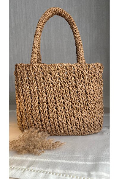 Şirin Sarmaşık Hasır El Örgüsü Çanta