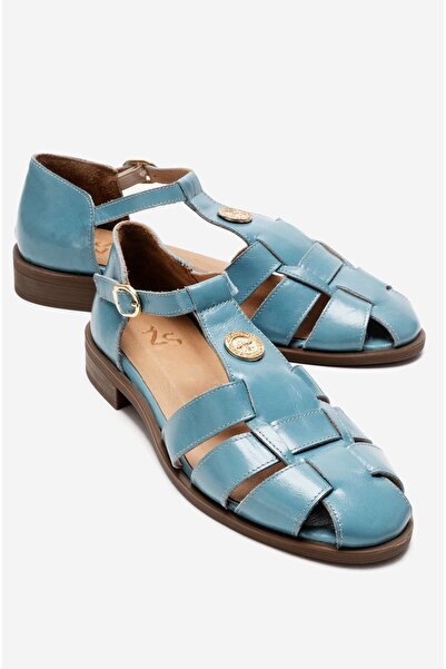 Zeynep Sıradağlı Belivya Women's Genuine Leather Sandals Blue