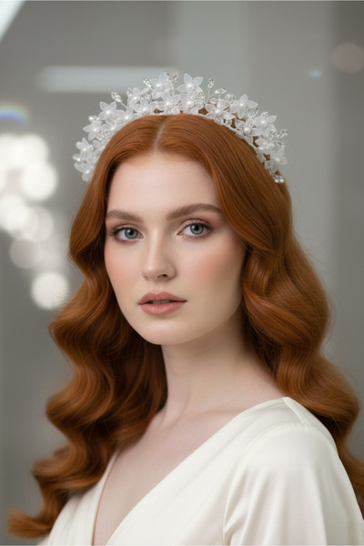 Happyline After Party Çiçek Motifli Sedefli Saç Aksesuarı Doğum Günü Gelin Ak...