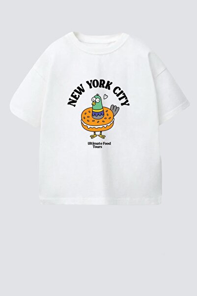 Monila Unisex Çocuk Pamuklu Bisiklet Yaka Baskılı T-Shirt