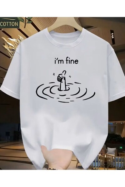AZIZI TEKSTIL Tricou de bază cu imprimeu I'm Fine