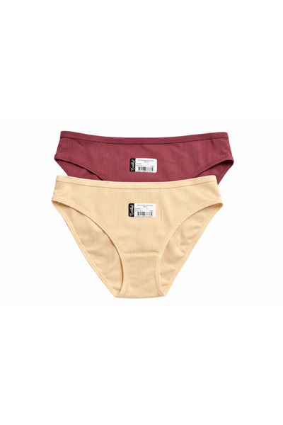 Tutku Women's 2-Piece Cotton Bikini Breathable Textured Fabric Ribbed Panties