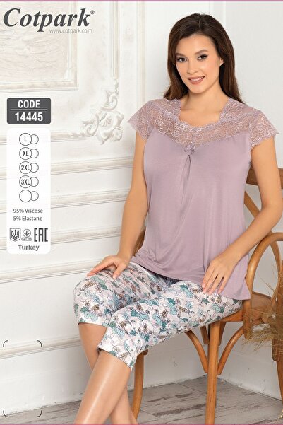 Cotpark Women's Plus Size Viscose Elastane Fabric Capri Set 14445