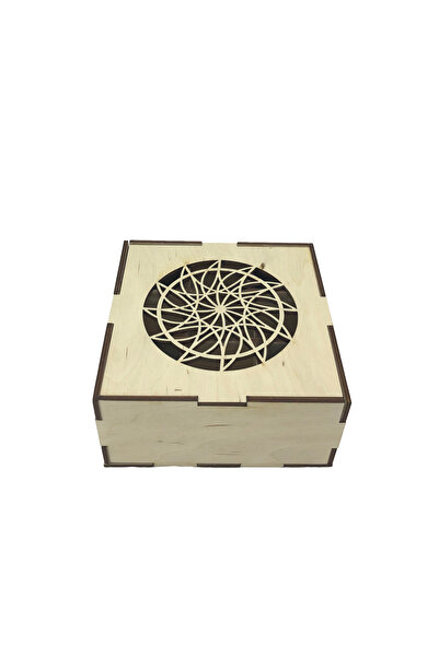 Amco Wooden gift box with mandala pattern 13.6x13.6x6.5 cm