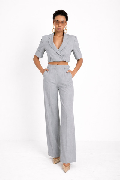 codemark Women's Striped Short Jacket and Trousers Set