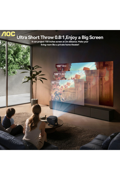 Aoc Smart Android Projector 10000 Lumen WiFi 6 BT 5.0 Auto Focus Zoom Portabl...