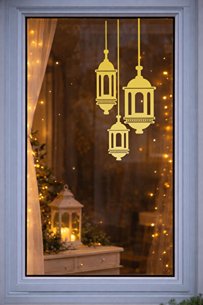 AtölyeMatris Ramazan Cam & Ayna Sticker – Sarkıt Fener Tasarımı - 20x46,5 cm ...