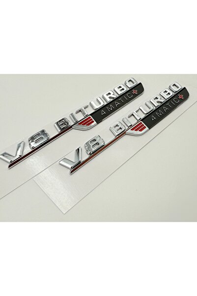 MERCEDES SET EMBLEMĂ V BITURBO 4MATIC+ CROM