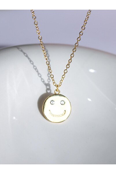Reorah Collection White Zircon Stone Smile Necklace