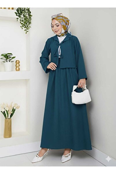 exxitcollection Women's Hijab Linen Fabric Crop Petrol Blue Front-Tie Stylish...