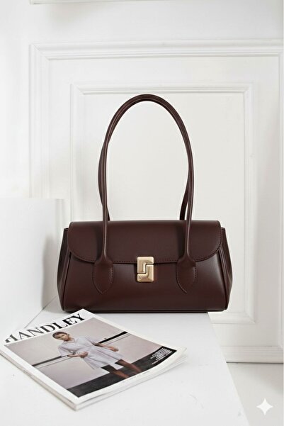Handley Geantă de umăr tip baguette de lux cu detalii de blocare