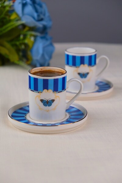 tabakevi طقم فناجين قهوة من تاباك إيفي بورسلين فراشيت، مطلية بالذهب، سعة 85 م...