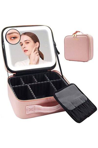 Generic LED Cosmetic Bag with Mirror 2000mAh 3-Color Light Travel Case Full-S...