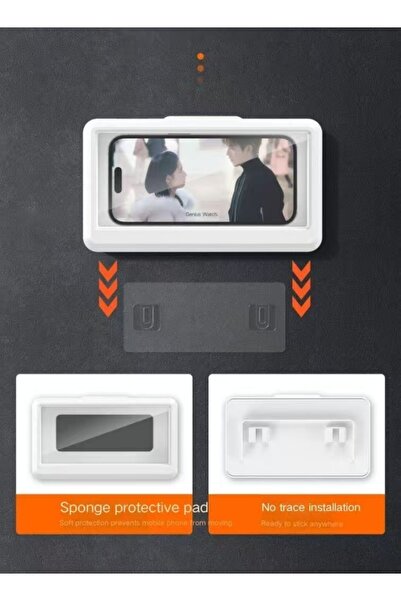 None No-Trace Installation Waterproof Phone Holder Touch Screen Shower Phone ...