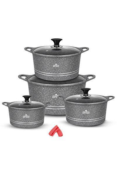 SONEX COOKWARES طقم أواني طهي غير لاصقة من إيدن كينج مكون من 10 قطع (تشطيب رخ...
