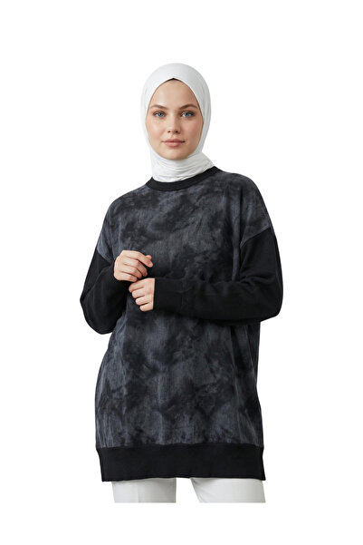 MODASPARK Black Silk Cupra Slit Mercerized Women's Knitwear Tunic