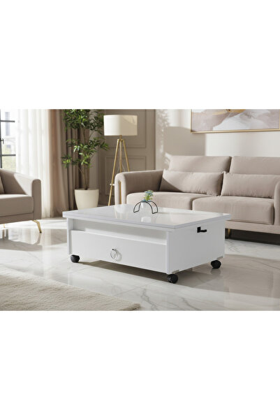 Numa AÇILABİLİR/ÇEKMECELİ AKILLI SEHPA BEYAZ