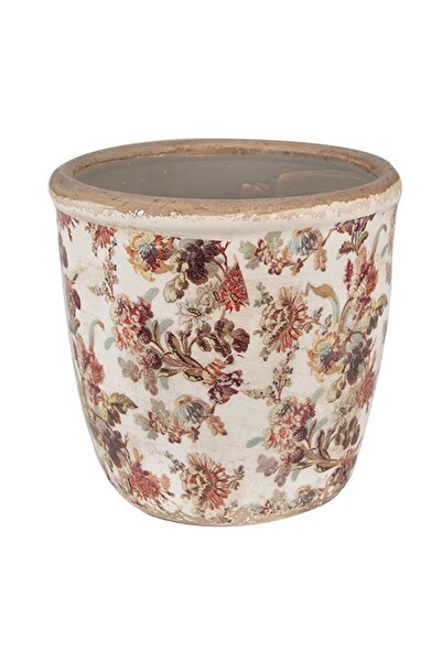 DecoDepot Ceramic pot, floral pattern, 14x13 cm