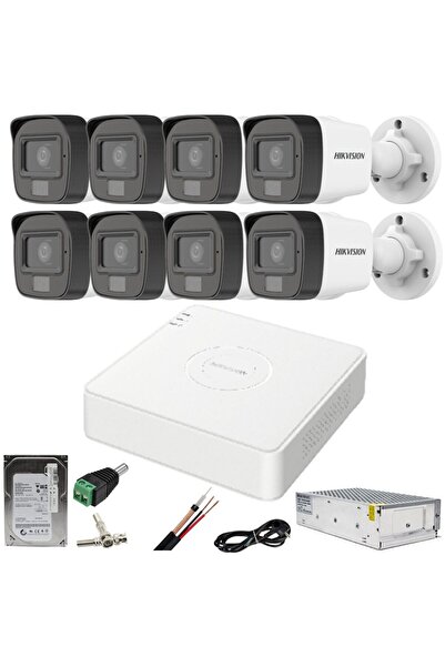 Hikvision Sistem de supraveghere cu 8 camere 2MP, lumină dublă IR, 30m WL, DV...