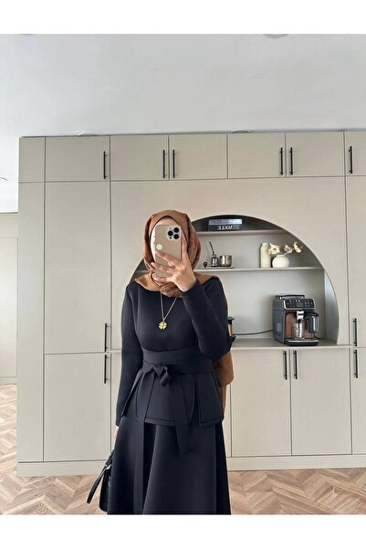 TrendParis Tie-Up Modern Cut Scuba Skirt Suit