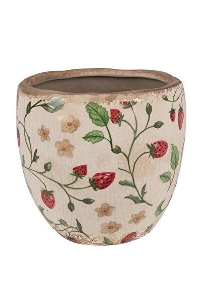 DecoDepot Ghiveci ceramic, model căpșuni, 13x11 cm