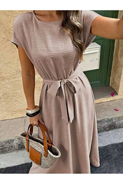 ÇEÇİM Γυναικείο Βασικό Μίντι Φόρεμα με Ζώνη ZYN-58878