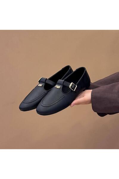 AZR kadın Düz topuklu tokalı Babet Günlük ayakkabı