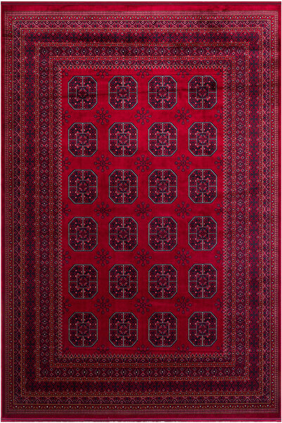 Cool Halı Efsun Kırmızı Klasik Etnik Desenli Afgan Otantik Kaymaz Taban Visko...