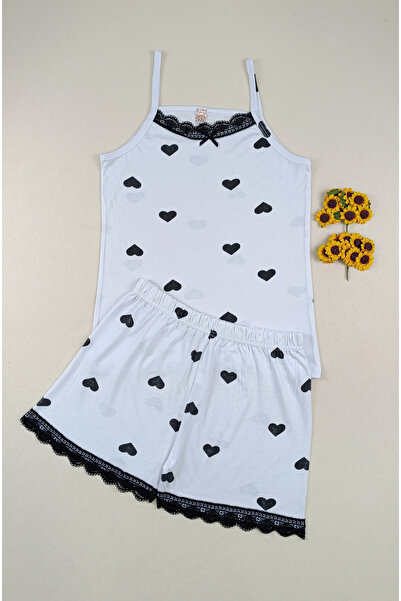 siyalife Lace Detailed Thin Strap Tank Top and Shorts Women's Pajama Set