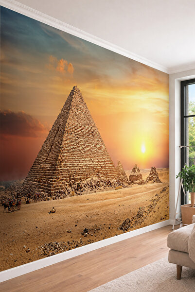 dreamwall Giza Piramitleri ve Gün Batımı - Antik Mısır Temalı Tek Parça Tekst...