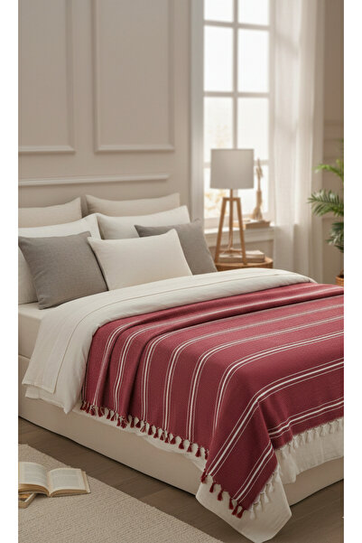 DNRYSL 100% Cotton Black Bench Woven Pique, Burgundy Striped, Soft Textured B...