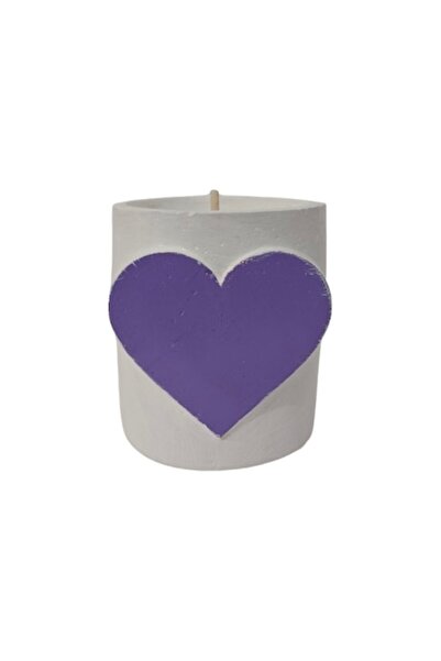 OEM Lumânare pentru Ziua Îndrăgostiților in vas de ciment alb violet