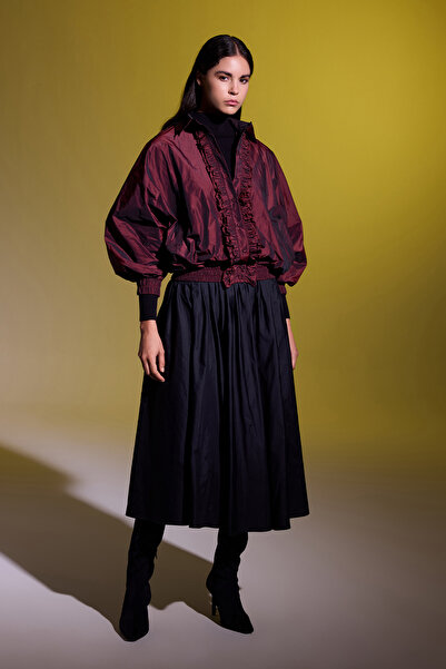 Jus De Pommes SİYAH TAFTA PİLELİ MİDİ BOY ETEK