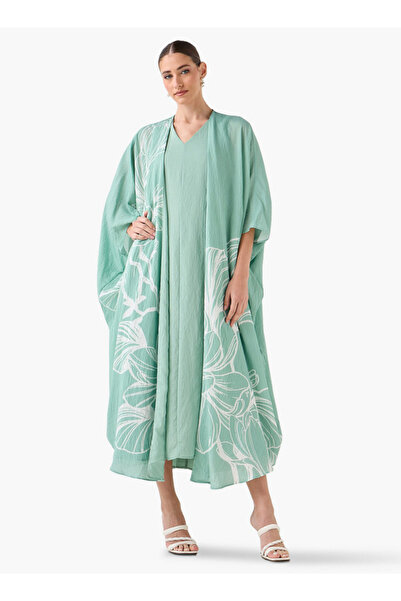 Iconic A-line Midi Dress and Shrug with Floral Print