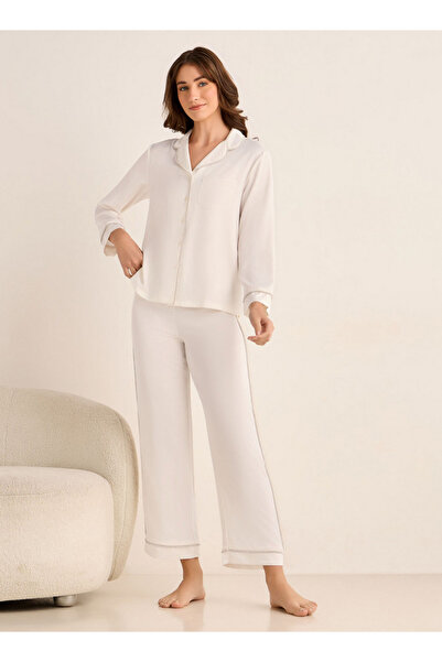 FAV Pyjama Set Button-Down Shirt & Pants Satin