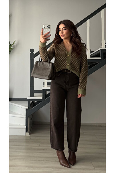 Oslove Acı Kahve Süet Kemerli Skater Jean