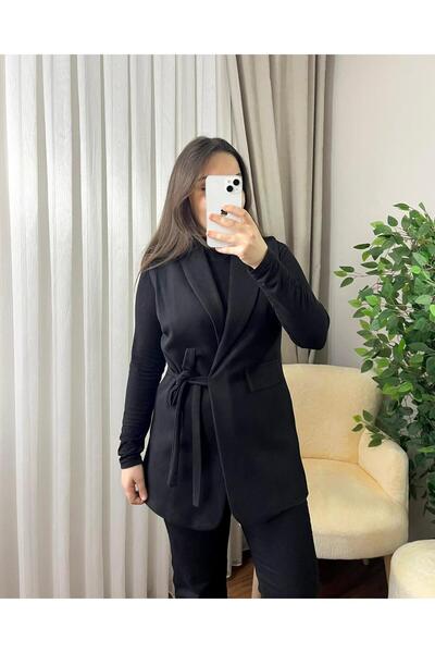 Parla Modam SONA TEK DÜĞMELİ CEP GÖRÜNÜMLÜ BAĞLAMALI ASTARLI KAŞE CEKET YELEK...