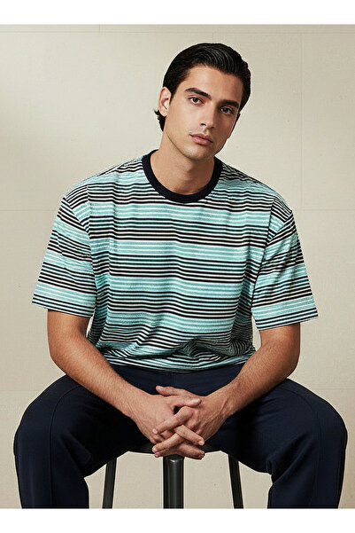 Lee Cooper Men Regular Fit Crew Neck Short Sleeve Striped T-shirt