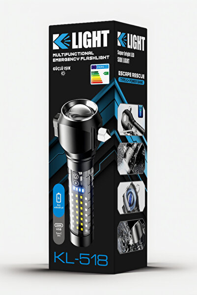 KLIGHT Profesyonel Kamp ve Araç El Feneri - Çakar Modlu - Powerbankli Çok Ama...
