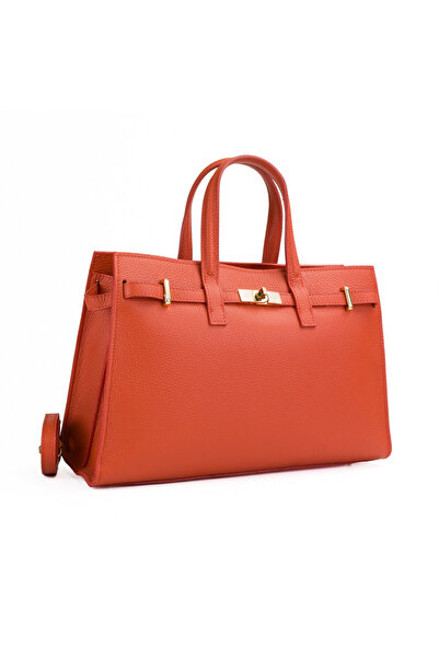 Posete Fagaras Celina Leather Purse - Brick, Genuine Leather Office Bag, Hand...