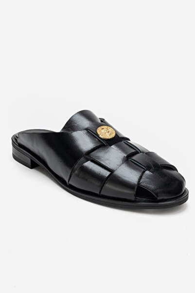 Zeynep Sıradağlı شبشب نسائي من الجلد الطبيعي باللون الأسود من بيردينيا